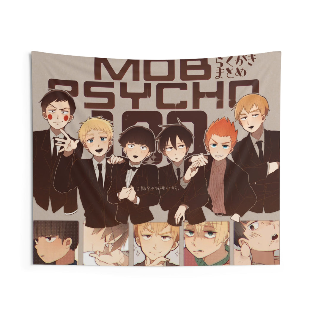 Mob Psycho 100 Arataka Reigen, Ekubo, Ritsu Kageyama, Teruki Hanazawa Indoor Wall Tapestry