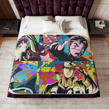 Load image into Gallery viewer, Jotaro Kujo Josuke Higashikata and Okuyasu Nijimura Sherpa Blanket
