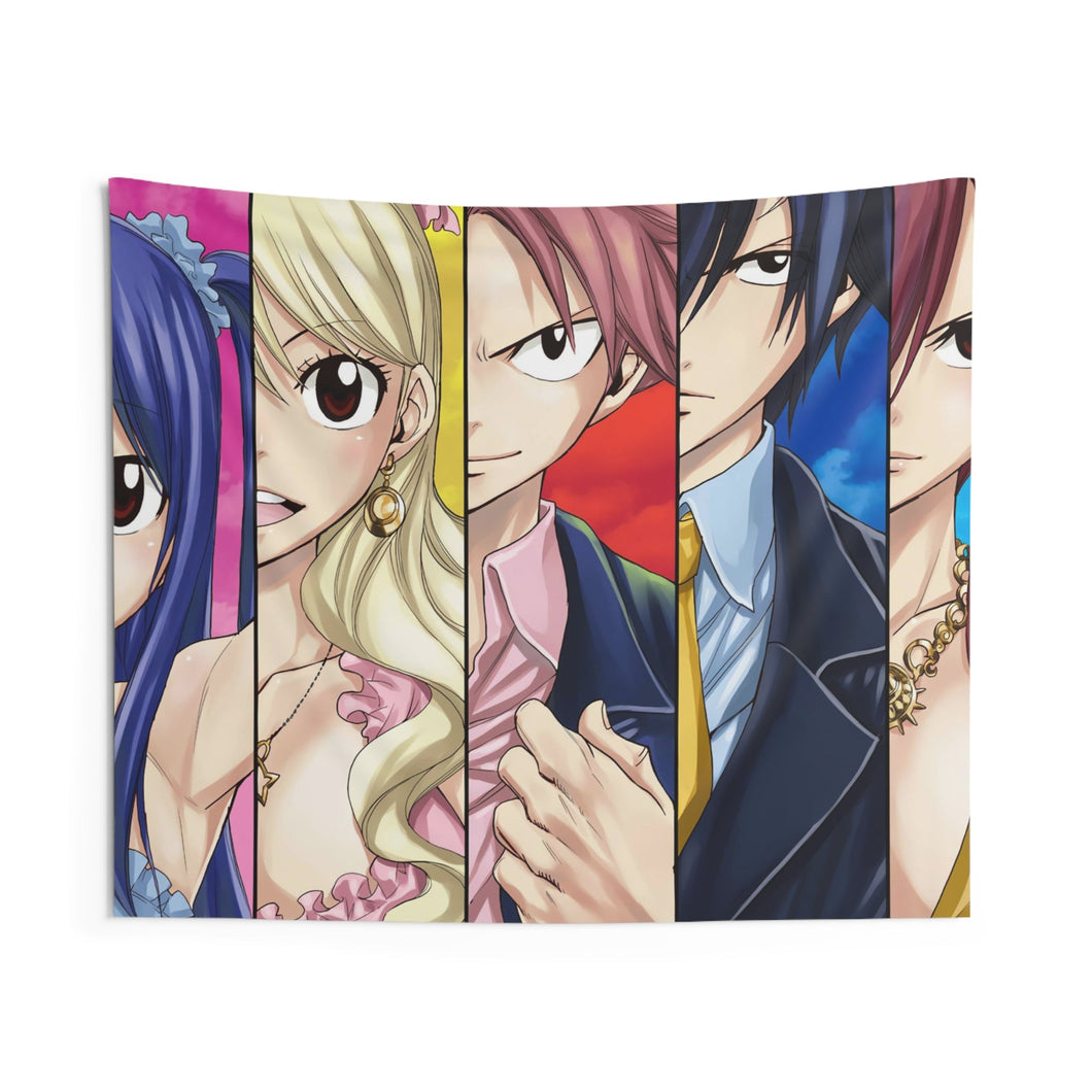 Fairy Tail Natsu Dragneel, Erza Scarlet, Gray Fullbuster, Lucy Heartfilia, Wendy Marvell Indoor Wall Tapestry