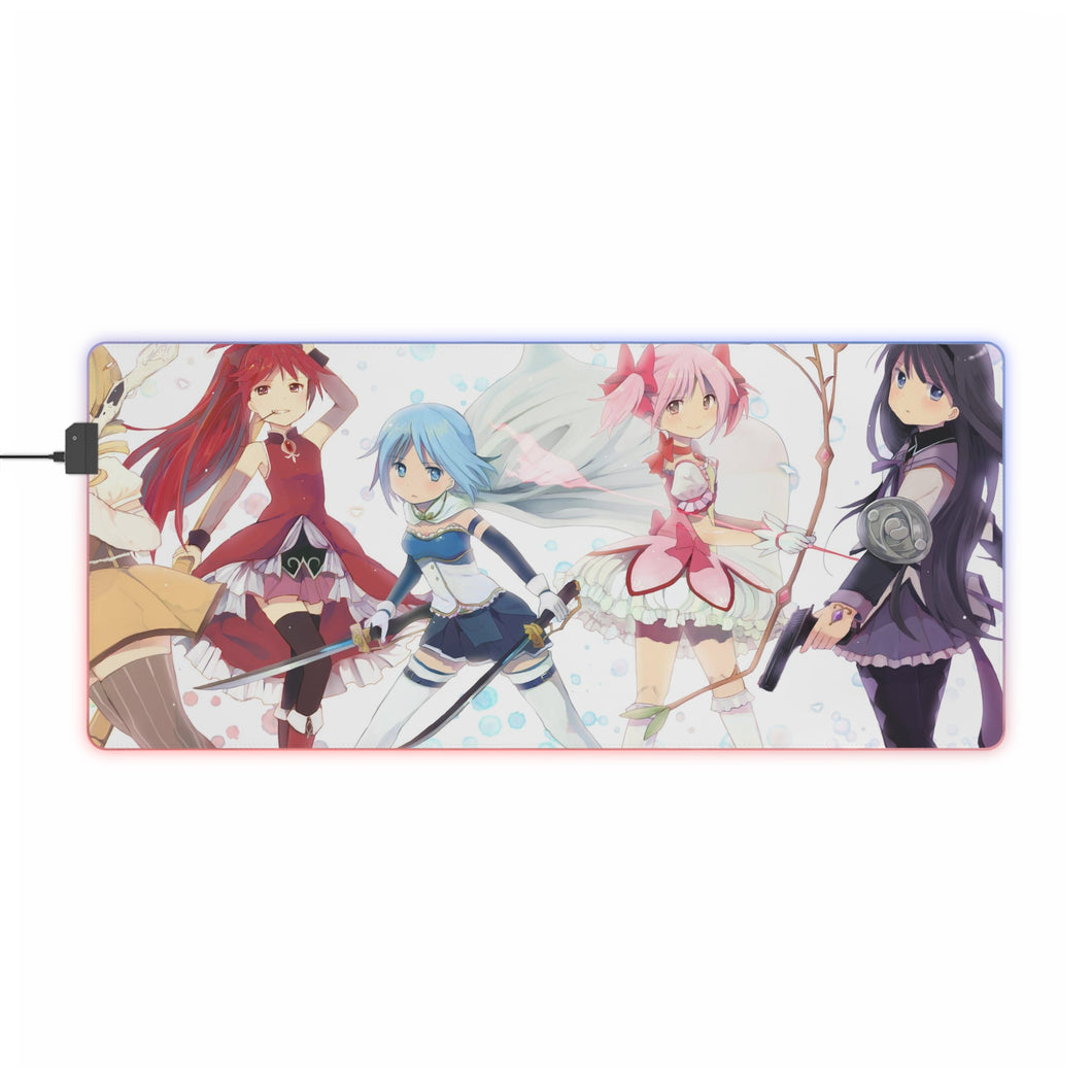 Puella Magi Madoka Magica Homura Akemi, Madoka Kaname, Sayaka Miki, Mami Tomoe RGB LED Mouse Pad (Desk Mat)