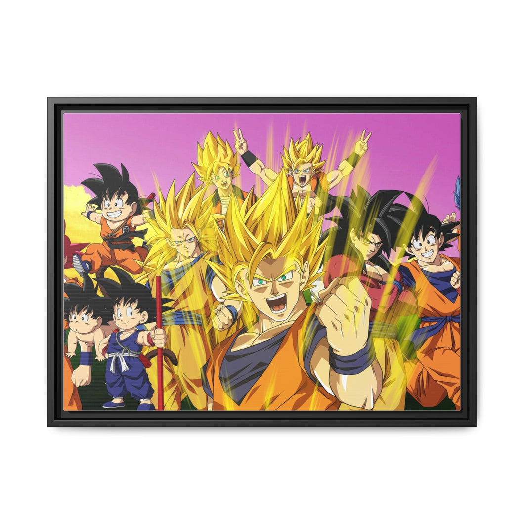 The many forms of Goku throughout the years Canvas Framed Art Print