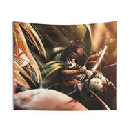 Mikasa Ackerman vs Annie Leonhart (titan) Indoor Wall Tapestry
