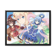 Aqua, Megumin and Darkness Canvas Framed Art Print