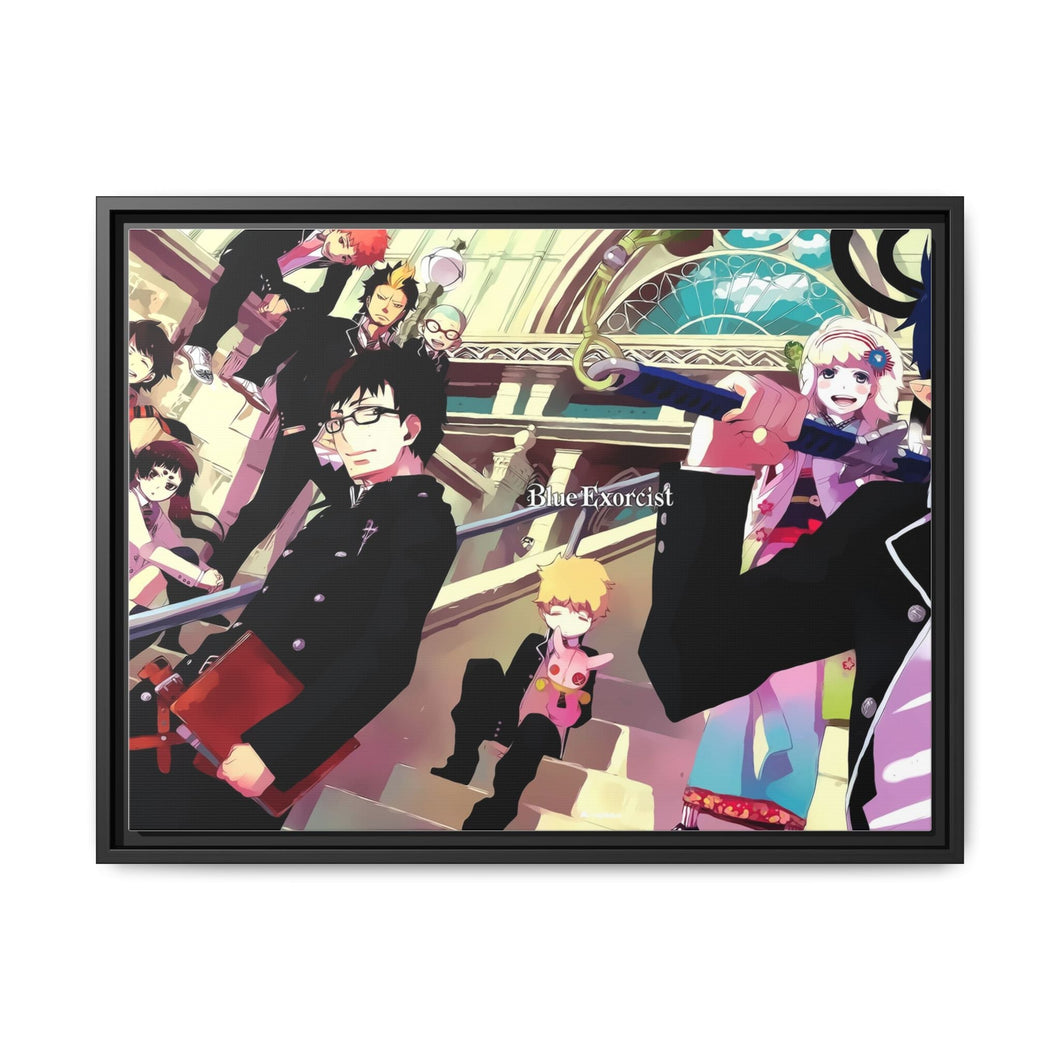 Blue Exorcist Rin Okumura, Yukio Okumura, Kuro, Shiemi Moriyama Canvas Framed Art Print
