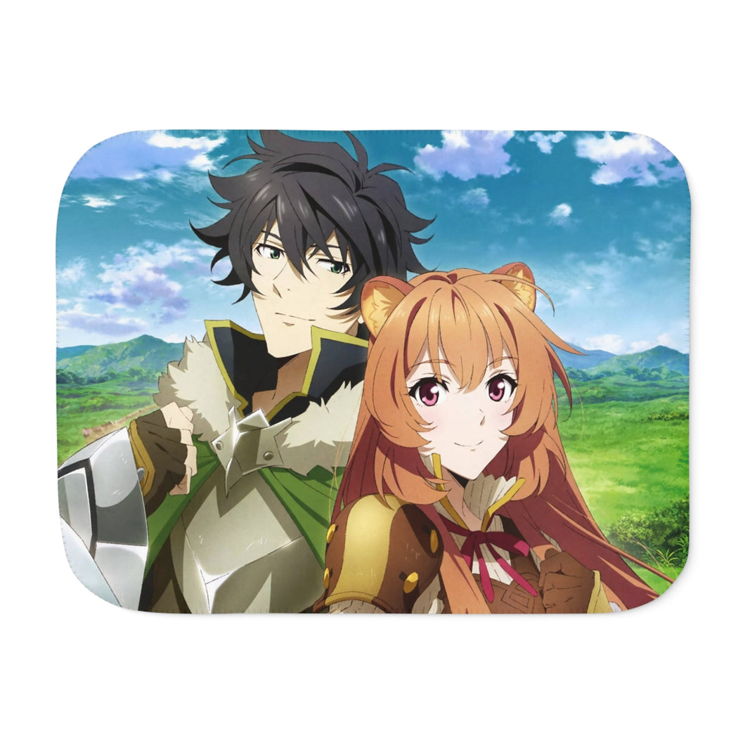 Naofumi and raphtalia Sherpa Blanket