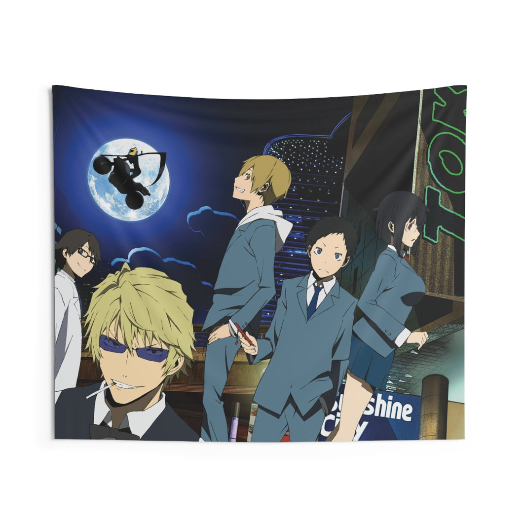 Durarara!! Izaya Orihara, Shizuo Heiwajima, Celty Sturluson, Masaomi Kida, Anri Sonohara Indoor Wall Tapestry