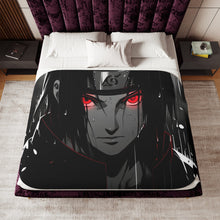 Load image into Gallery viewer, Itachi Uchiha Manga Style Sherpa Blanket

