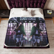 Load image into Gallery viewer, Mikasa and Levi Ackerman Sherpa Blanket
