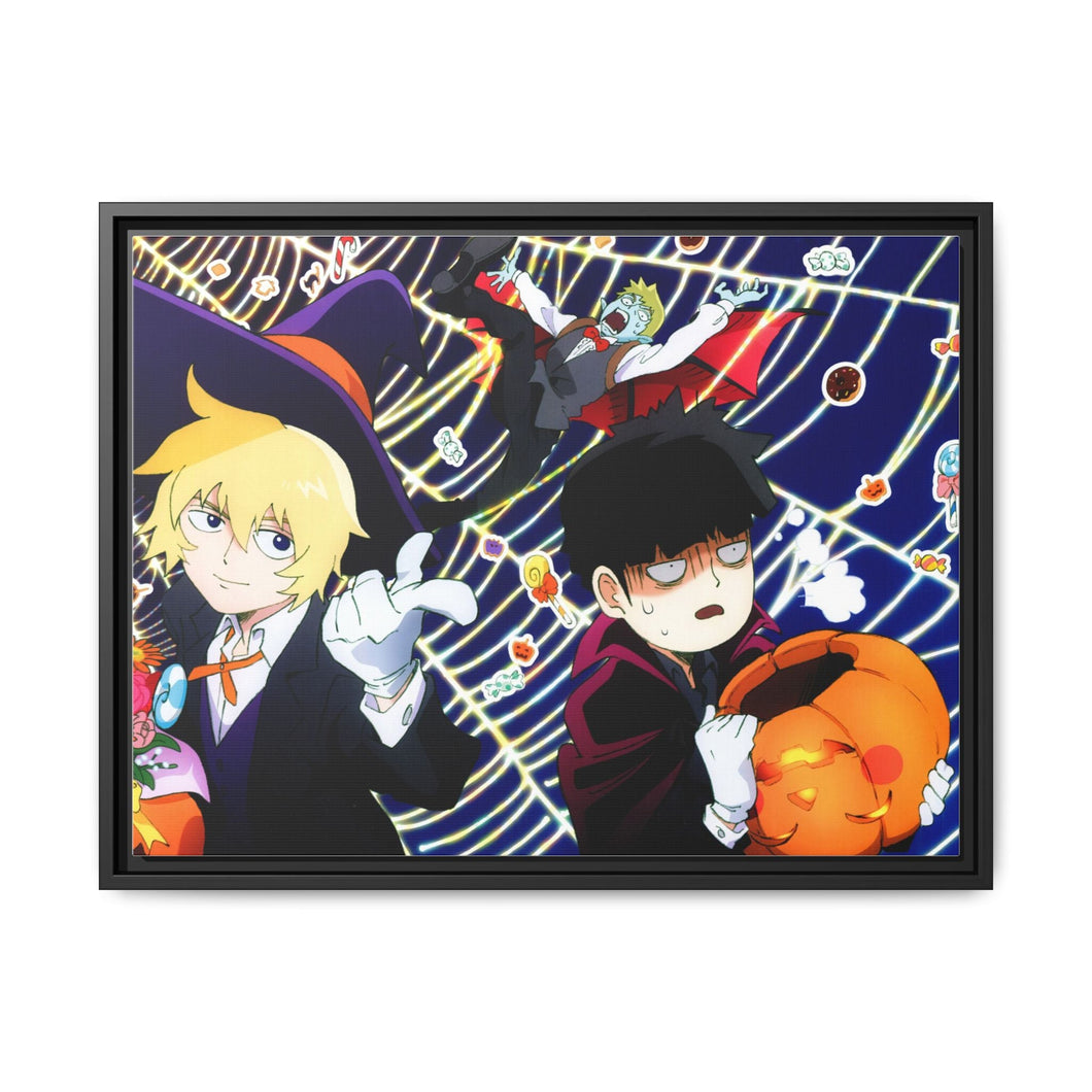 Mob Psycho 100 Arataka Reigen, Shigeo Kageyama, Teruki Hanazawa Canvas Framed Art Print