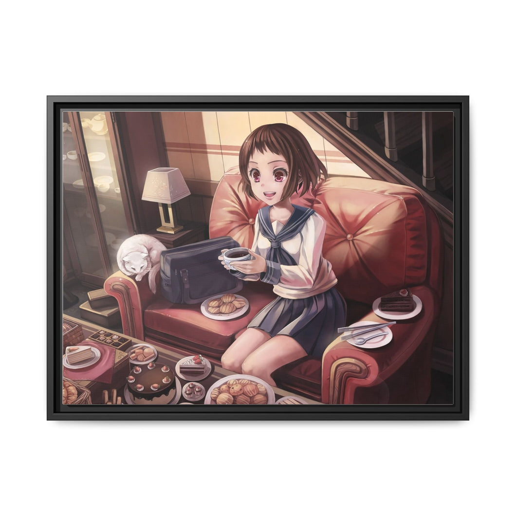 Mayaka Ibara Eating Canvas Framed Art Print