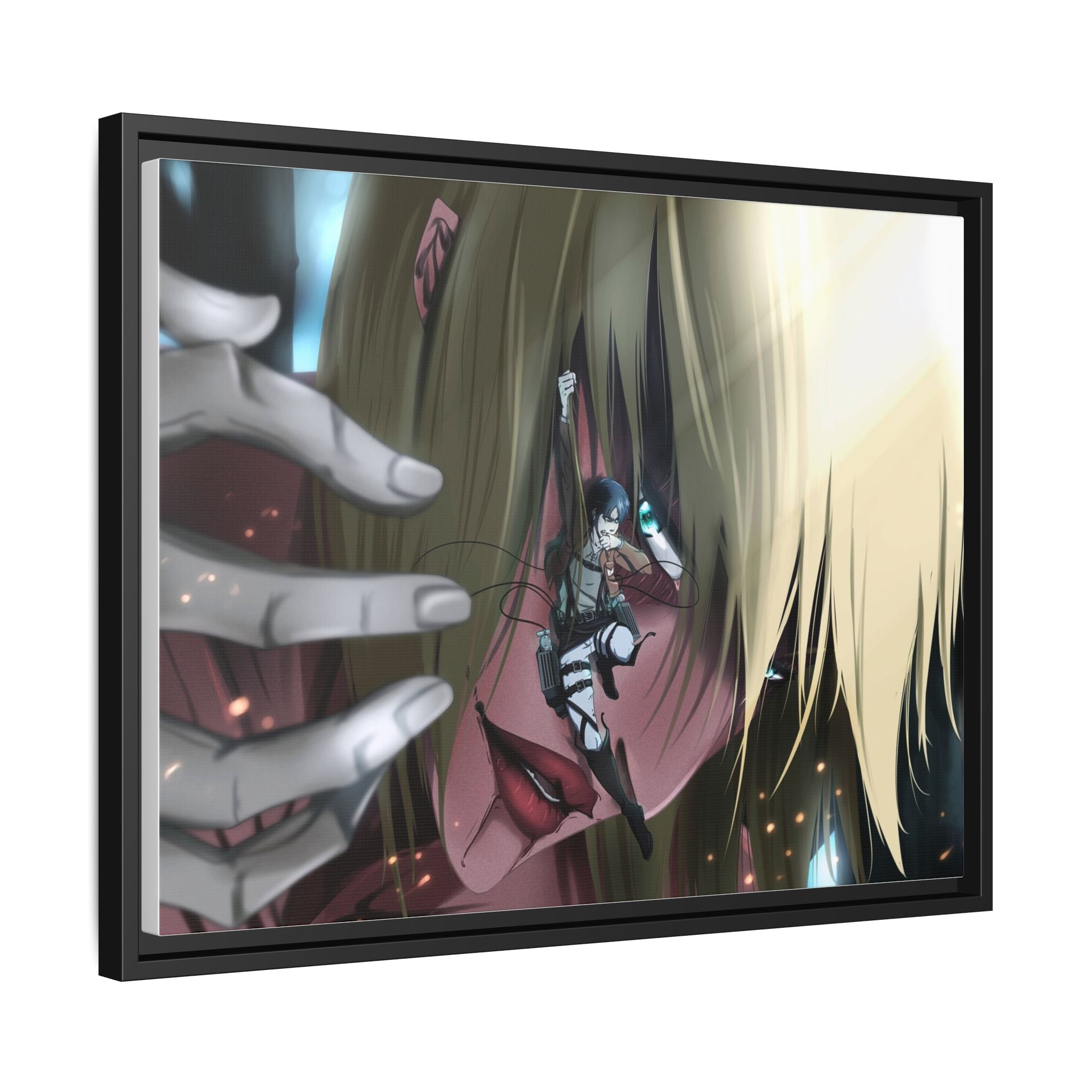 Load image into Gallery viewer, Eren Yeager and Annie Leonhart (Titan) Canvas Framed Art Print