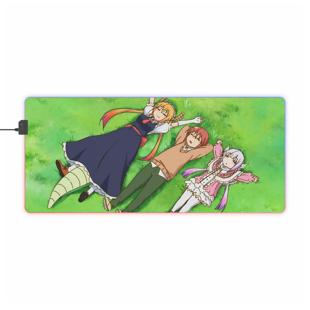 Miss Kobayashi's Dragon Maid Kanna Kamui, Kobayashi, Kobayashi San Chi No Maid Dragon, Tohru RGB LED Mouse Pad (Desk Mat)