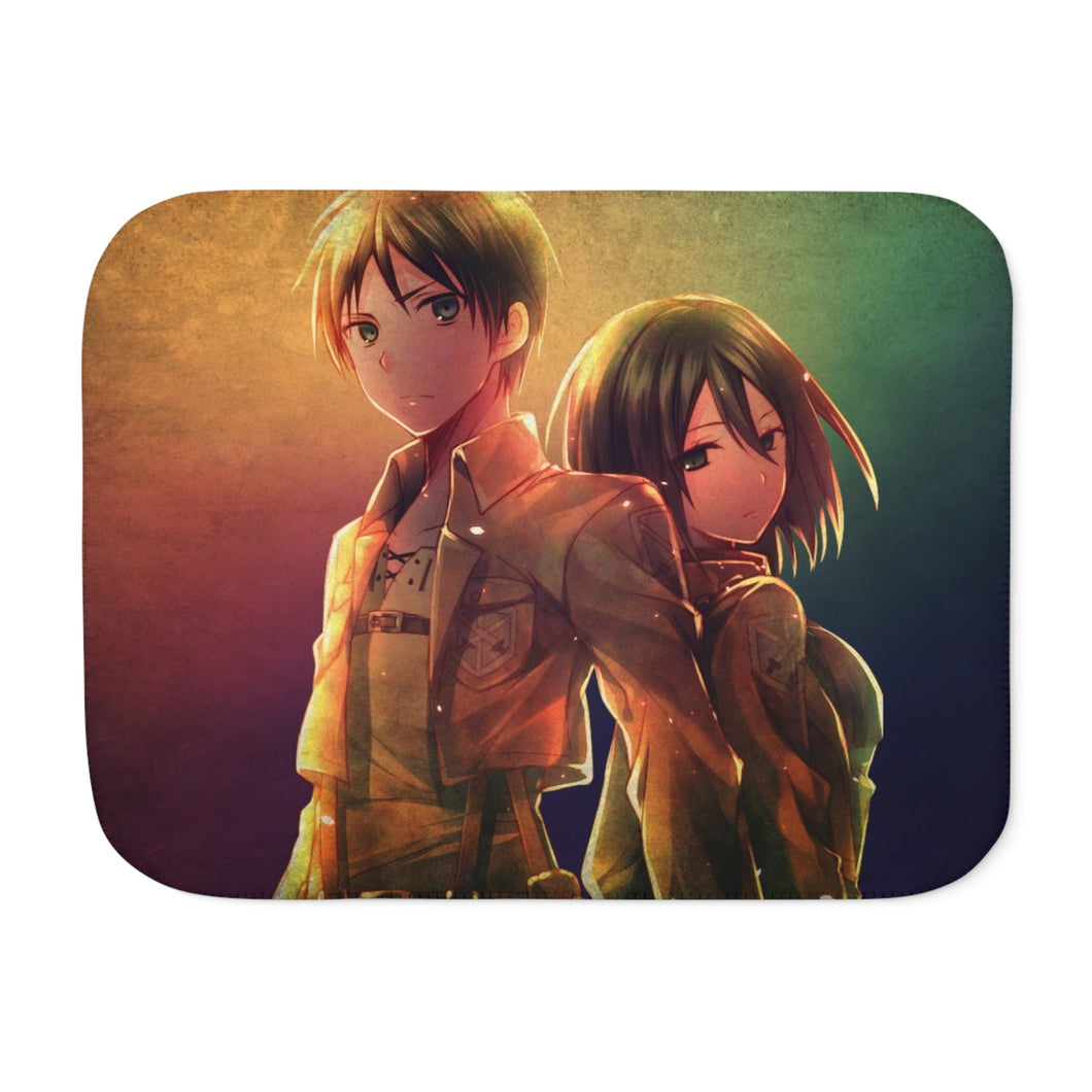 Eren Yeager and Mikasa Ackerman Sherpa Blanket