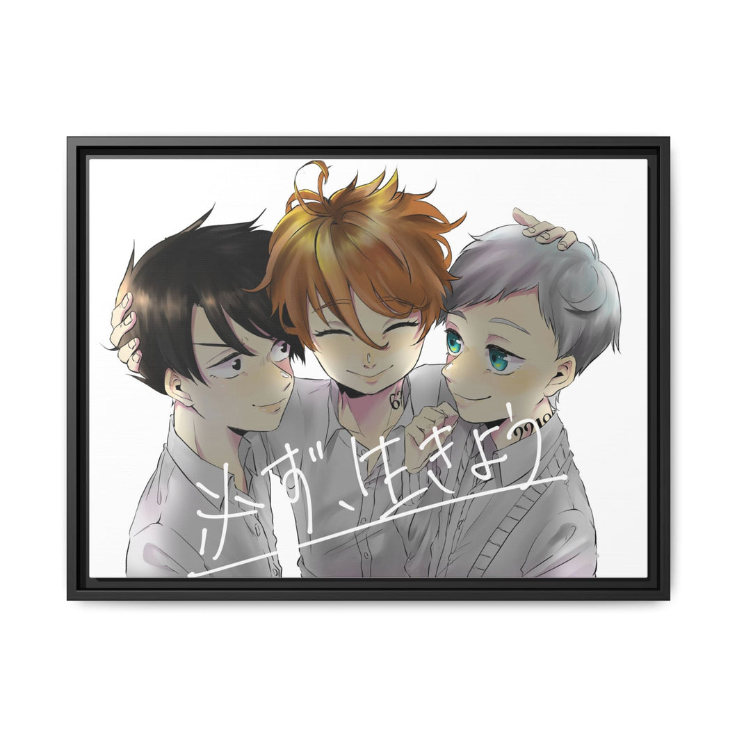 The Promised Neverland Ray, Norman, Emma Canvas Framed Art Print