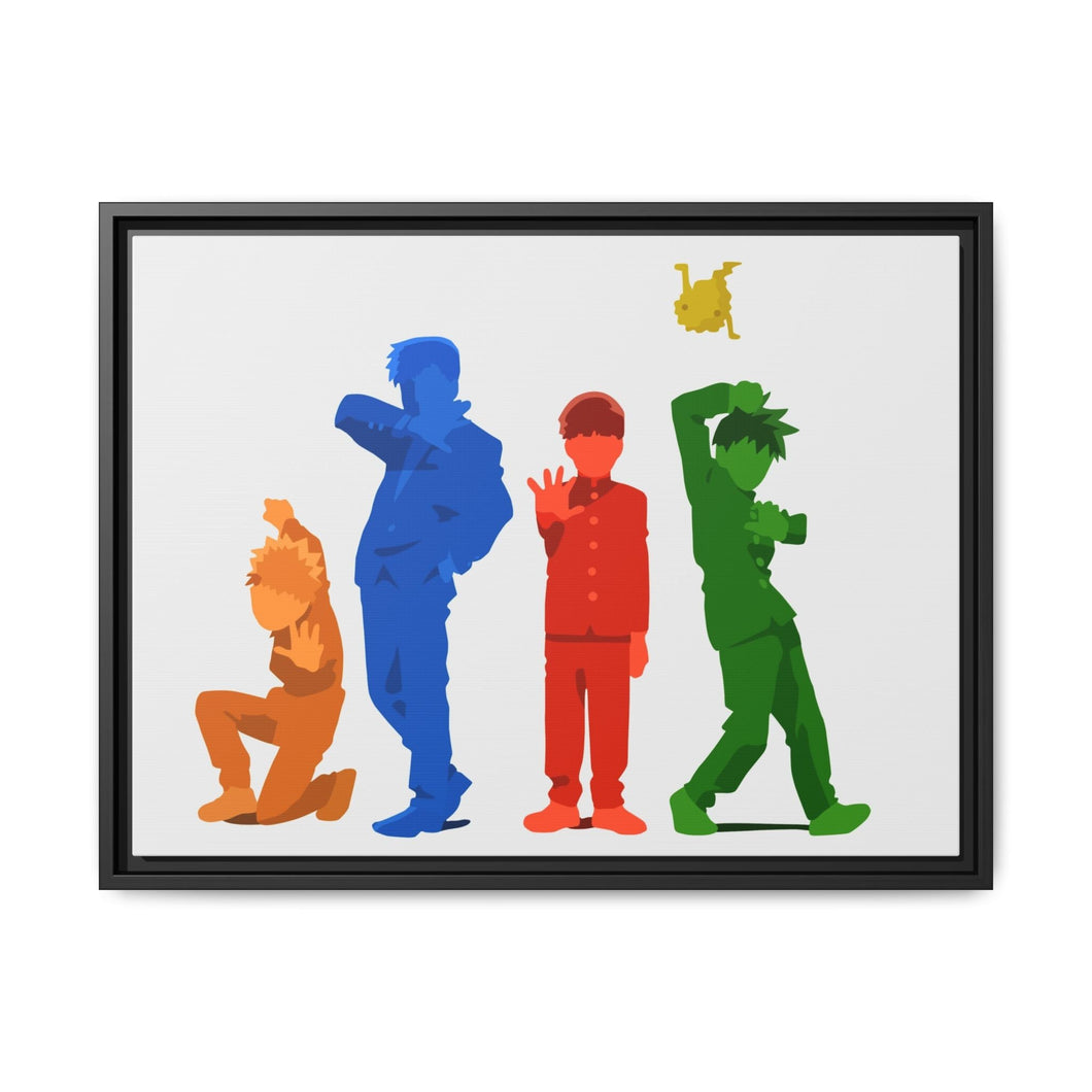 Mob Psycho 100 Arataka Reigen, Shigeo Kageyama, Ritsu Kageyama, Teruki Hanazawa Canvas Framed Art Print