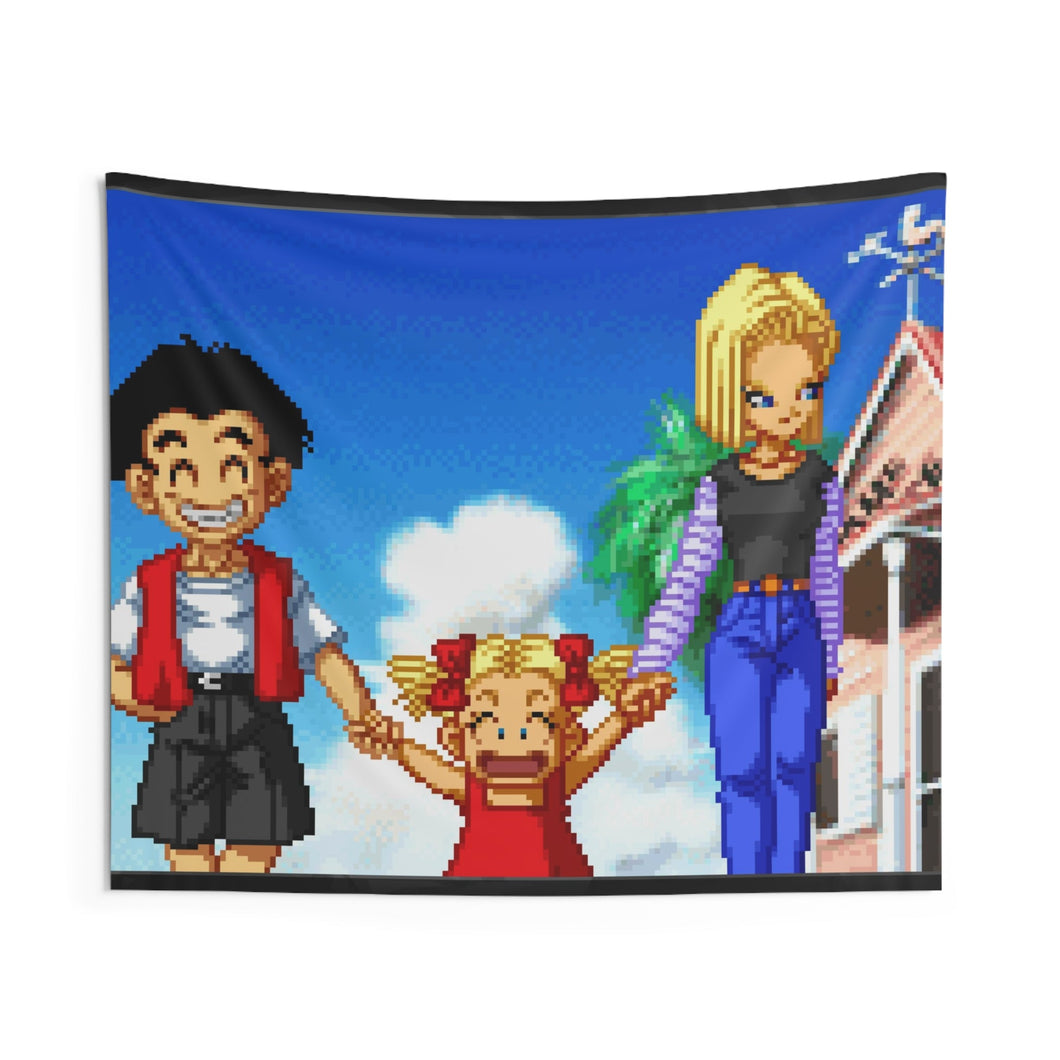 Dragon Ball Z: Supersonic Warriors - Krillin, Android 18 & Marron [4k] Indoor Wall Tapestry