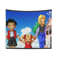 Dragon Ball Z: Supersonic Warriors - Krillin, Android 18 & Marron [4k] Indoor Wall Tapestry
