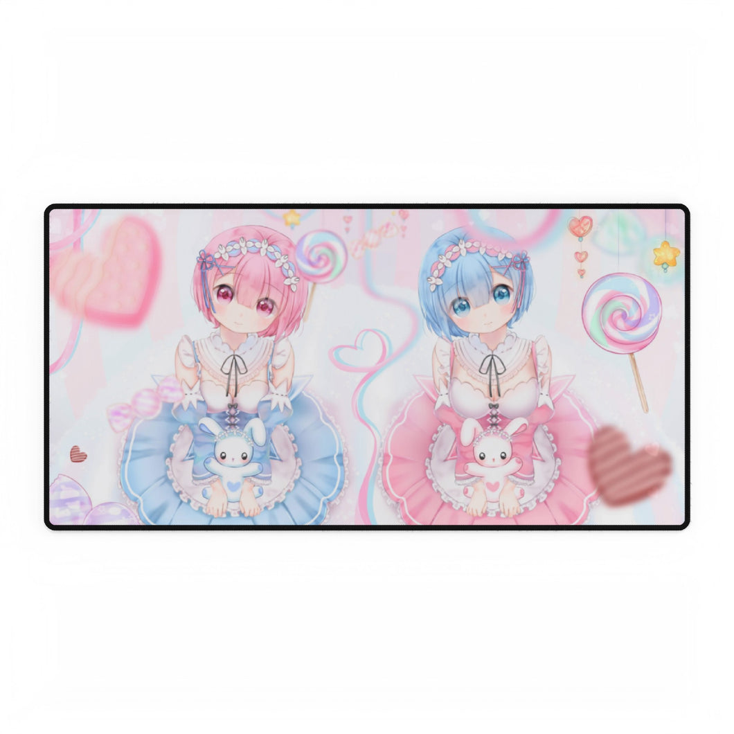 Sisters with pink and blue hairs Mouse Pad (Desk Mat)