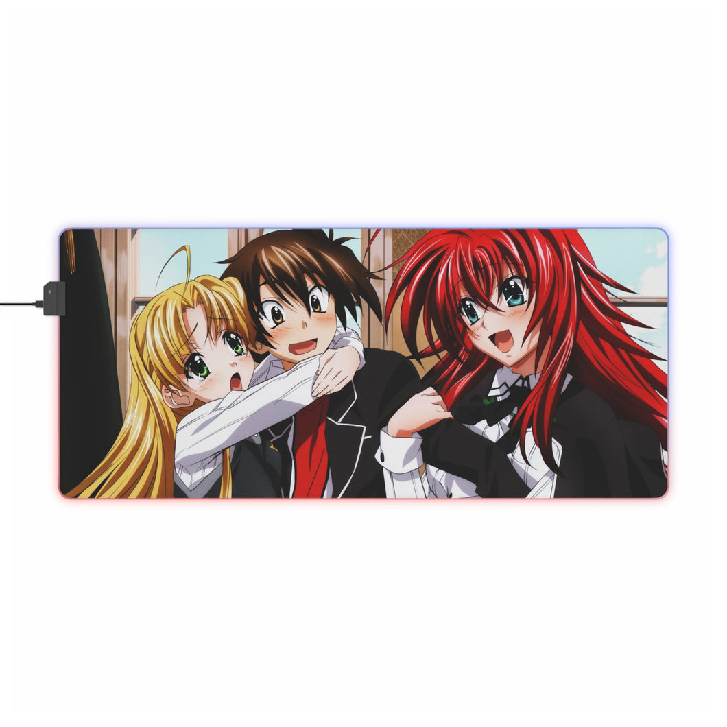High School DxD Rias Gremory, Issei Hyoudou, Asia Argento RGB LED Mouse Pad (Desk Mat)