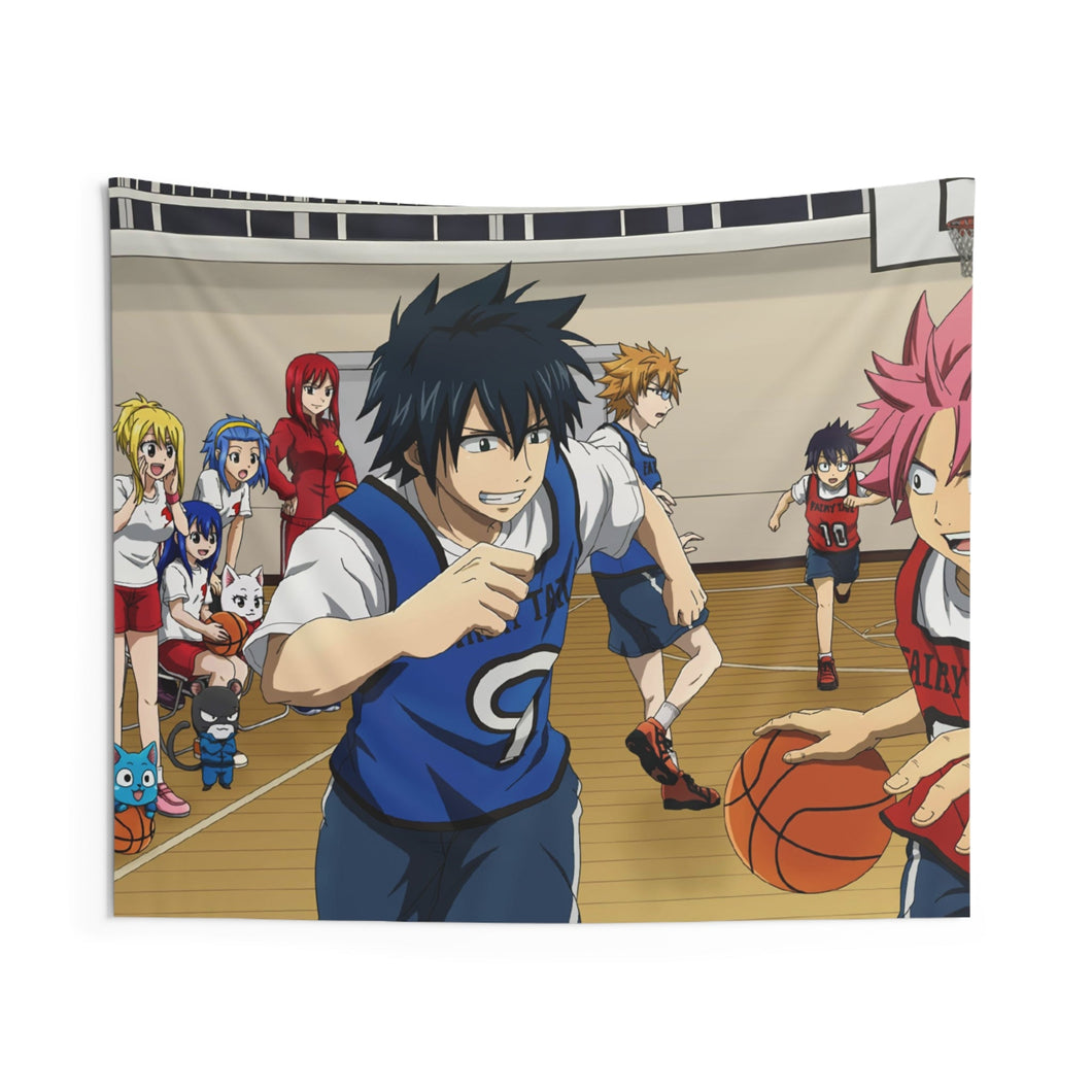Fairy Tail Natsu Dragneel, Erza Scarlet, Gray Fullbuster, Lucy Heartfilia, Happy Indoor Wall Tapestry