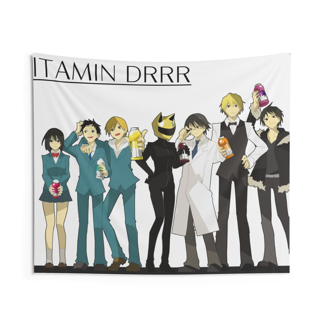 Durarara!! Izaya Orihara, Shizuo Heiwajima, Celty Sturluson, Masaomi Kida, Anri Sonohara Indoor Wall Tapestry