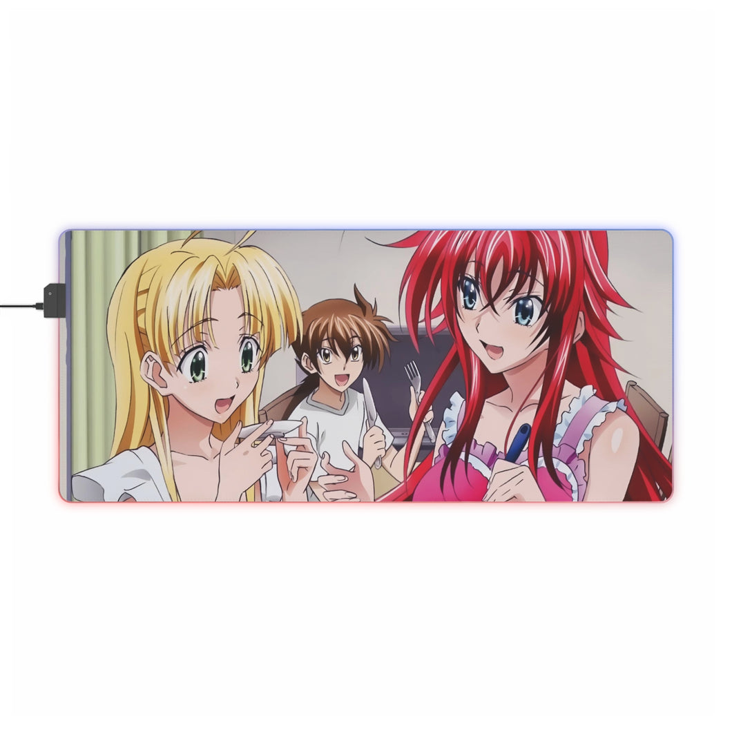 High School DxD Rias Gremory, Issei Hyoudou, Asia Argento RGB LED Mouse Pad (Desk Mat)