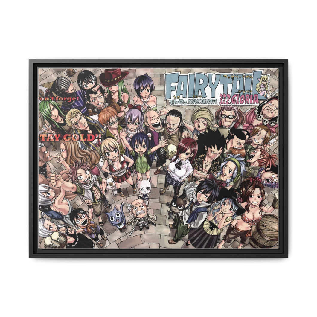 Fairy Tail Natsu Dragneel, Erza Scarlet, Lucy Heartfilia, Happy, Wendy Marvell Canvas Framed Art Print