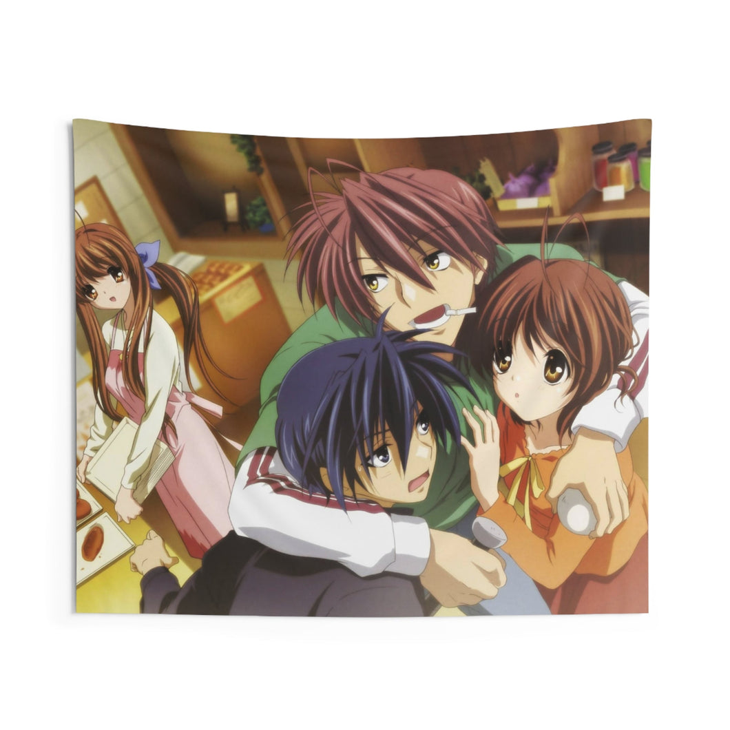 Clannad Tomoya Okazaki, Nagisa Furukawa, Akio Furukawa, Sanae Furukawa Indoor Wall Tapestry