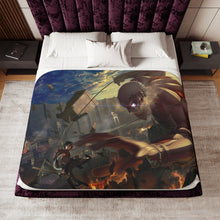 Load image into Gallery viewer, Mikasa Fighting With Armored Titan Sherpa Blanket

