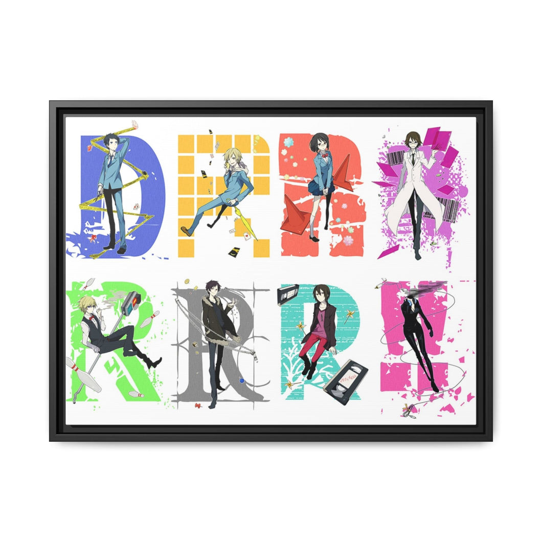 Durarara!! Izaya Orihara, Shizuo Heiwajima, Celty Sturluson, Masaomi Kida, Anri Sonohara Canvas Framed Art Print