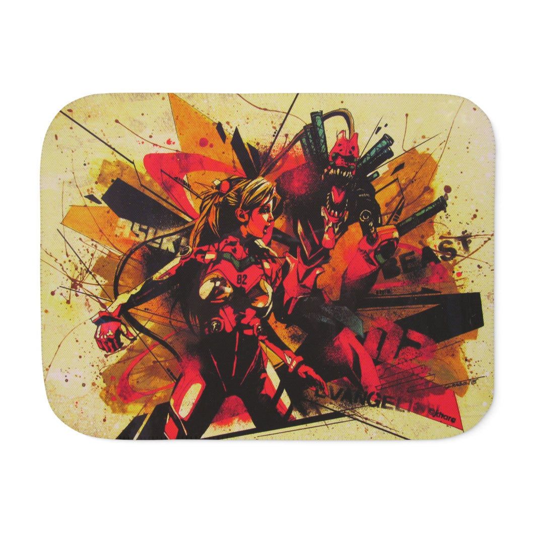 Asuka and Unit 02 Street Art Sherpa Blanket