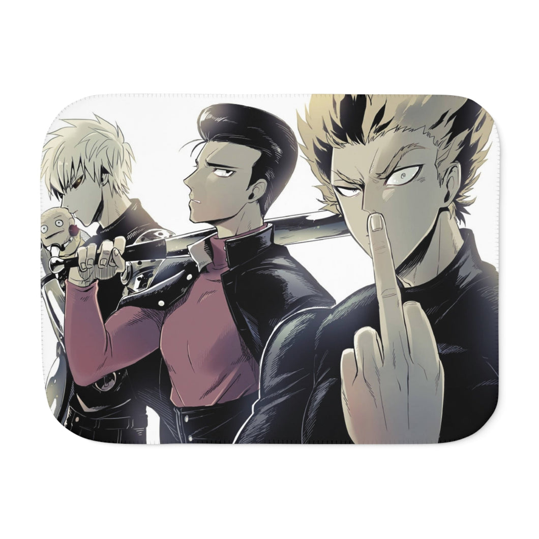 Genos, Metal Bat and Garou Sherpa Blanket