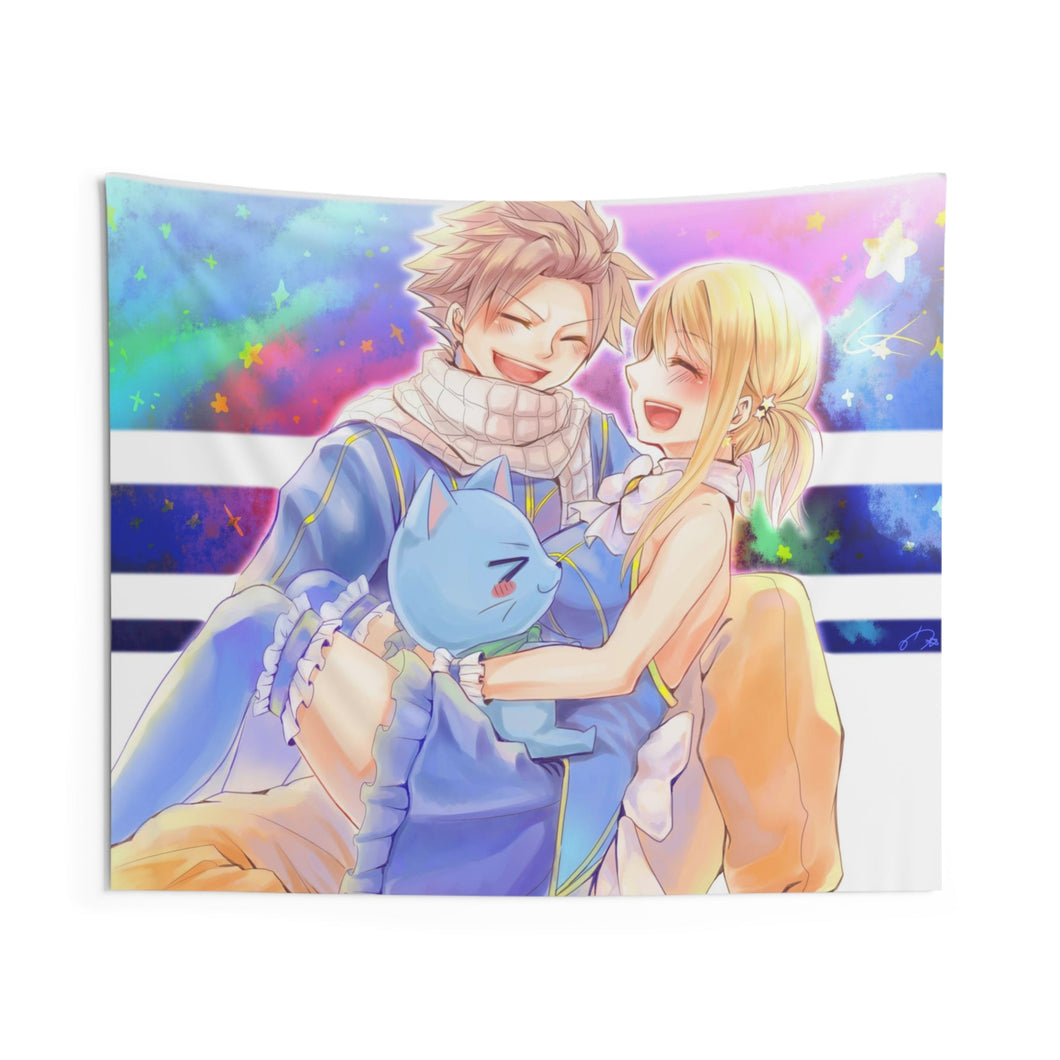 Fairy Tail Natsu Dragneel, Lucy Heartfilia, Happy Indoor Wall Tapestry