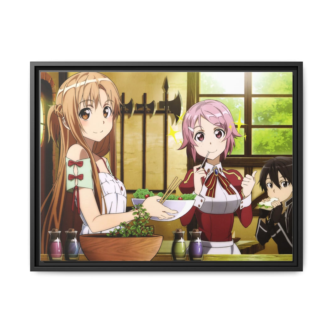 Asuna, Lisbeth and Kirito Canvas Framed Art Print