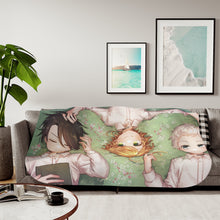 Load image into Gallery viewer, The Promised Neverland Ray, Norman, Emma Sherpa Blanket
