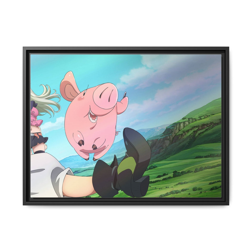The Seven Deadly Sins Meliodas, Hawk, Elizabeth Liones Canvas Framed Art Print