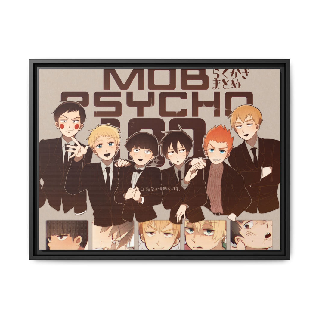 Mob Psycho 100 Arataka Reigen, Ekubo, Ritsu Kageyama, Teruki Hanazawa Canvas Framed Art Print