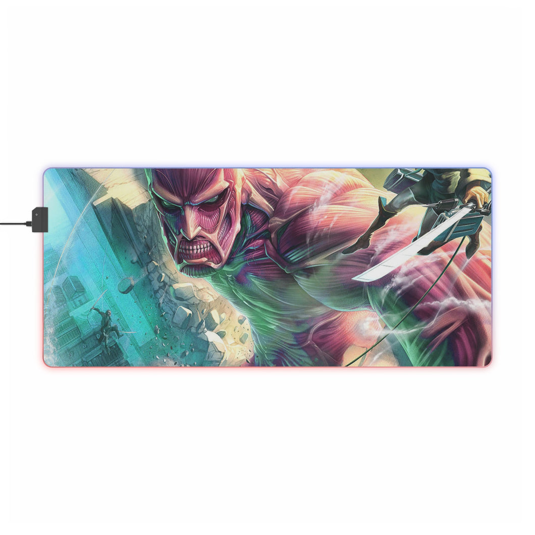 Colossal Titan Vs Eren Yeager RGB LED Mouse Pad (Desk Mat)