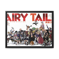 Fairy Tail Natsu Dragneel, Erza Scarlet, Gray Fullbuster, Lucy Heartfilia, Happy Canvas Framed Art Print
