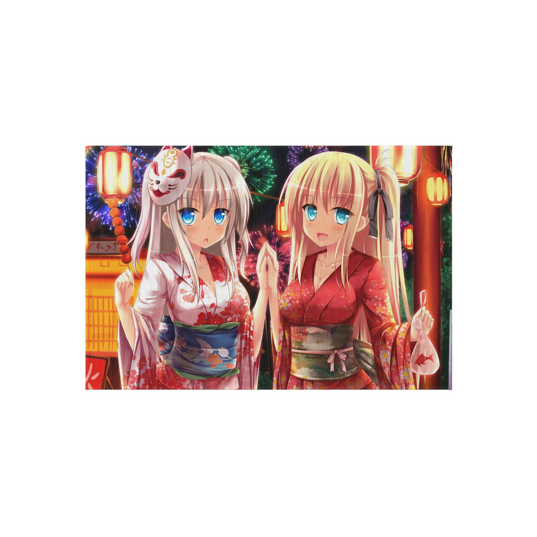 Nao Tomori  and Yusa Nishimori in yukata Rug