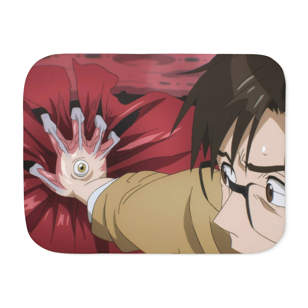 Shinichi stopping a car with Migi Sherpa Blanket