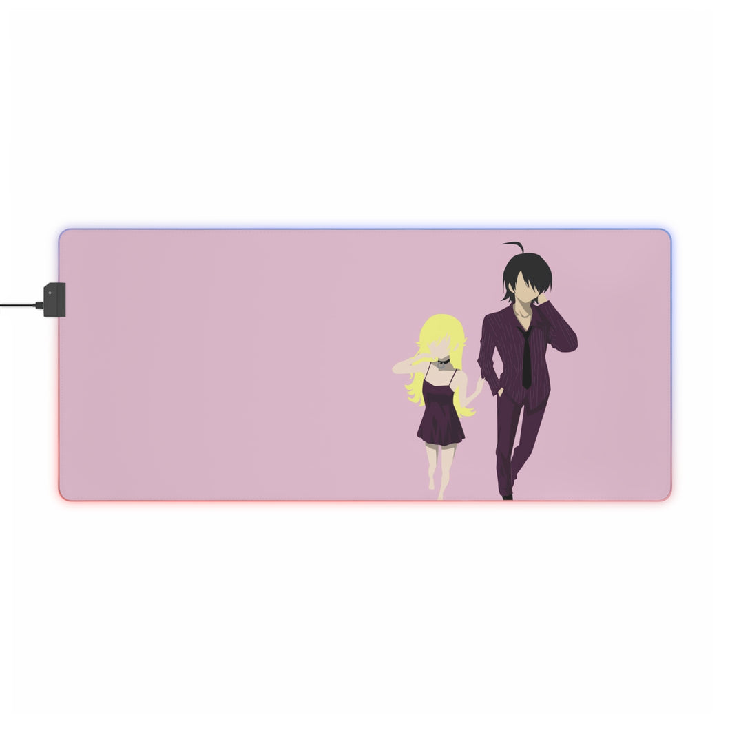 Araragi Koyomi and Shinobu Oshino Minimalist RGB LED Mouse Pad (Desk Mat)
