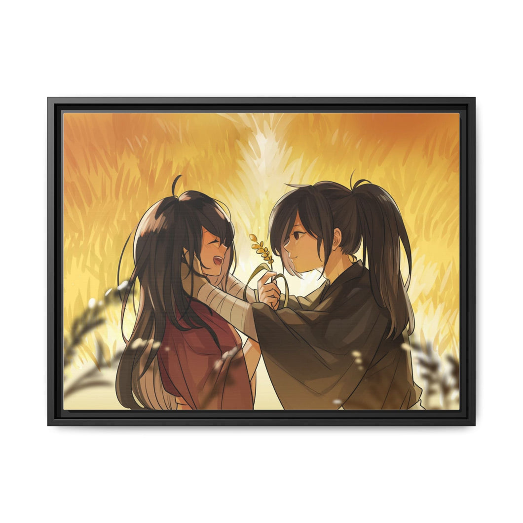 Hyakkimaru and Mio Canvas Framed Art Print