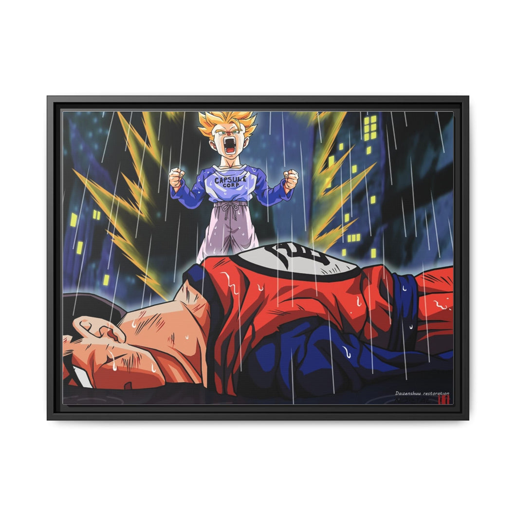 Future Trunks goes Super Saiyan Canvas Framed Art Print