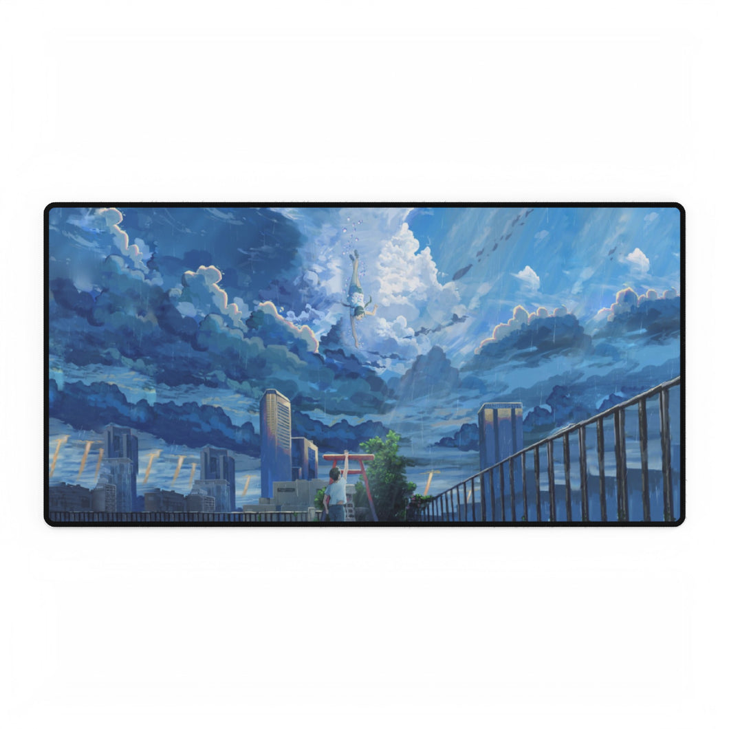 Rainy and cloudy sky with two people reaching for each other Mouse Pad (Desk Mat)