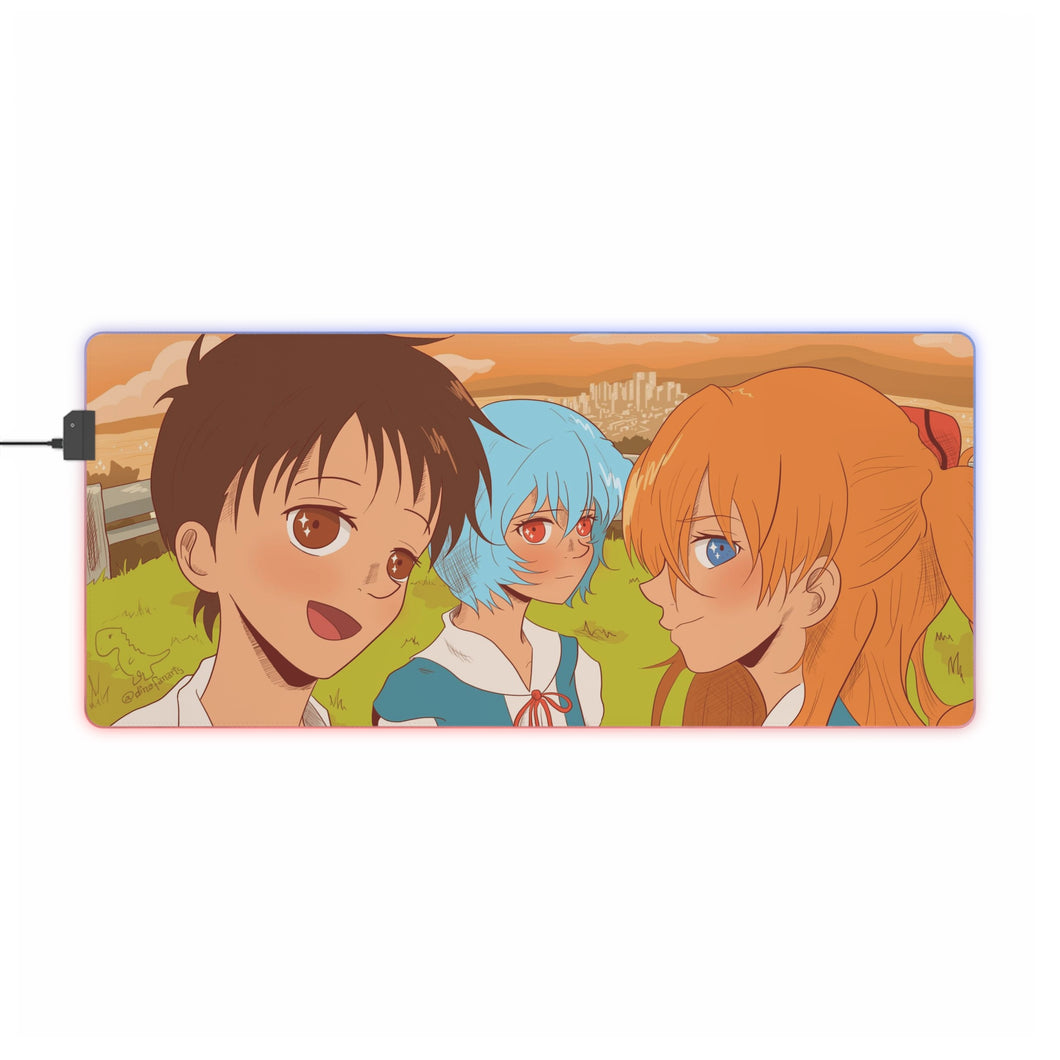 Neon Genesis Evangelion Shinji Ikari, Rei Ayanami RGB LED Mouse Pad (Desk Mat)