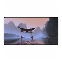 Load image into Gallery viewer, Black Cat Sitting in Front of a Japanese Shrine Mouse Pad (Desk Mat)

