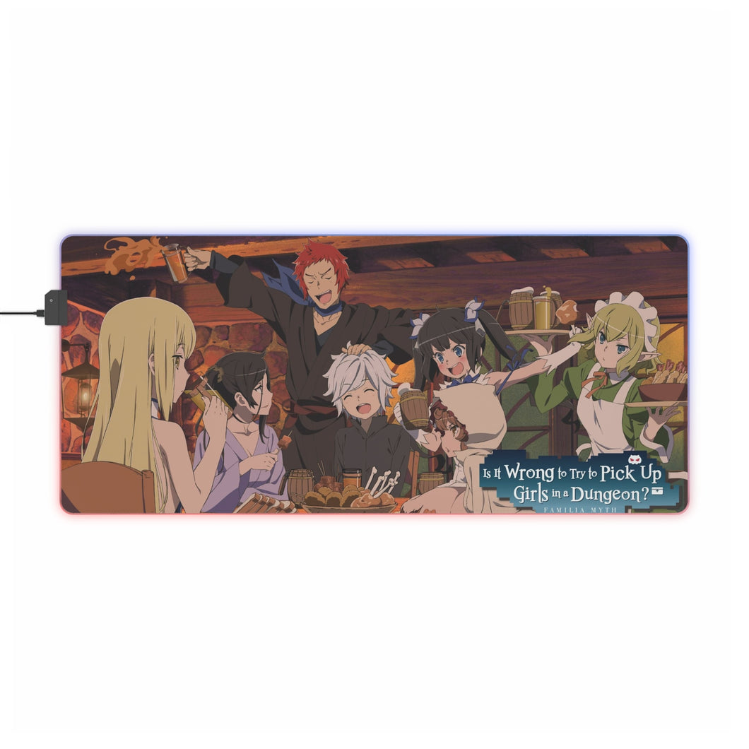 Is It Wrong to Try to Pick Up Girls in a Dungeon? Bell Cranel, Hestia, Liliruca Arde, Welf Crozzo RGB LED Mouse Pad (Desk Mat)