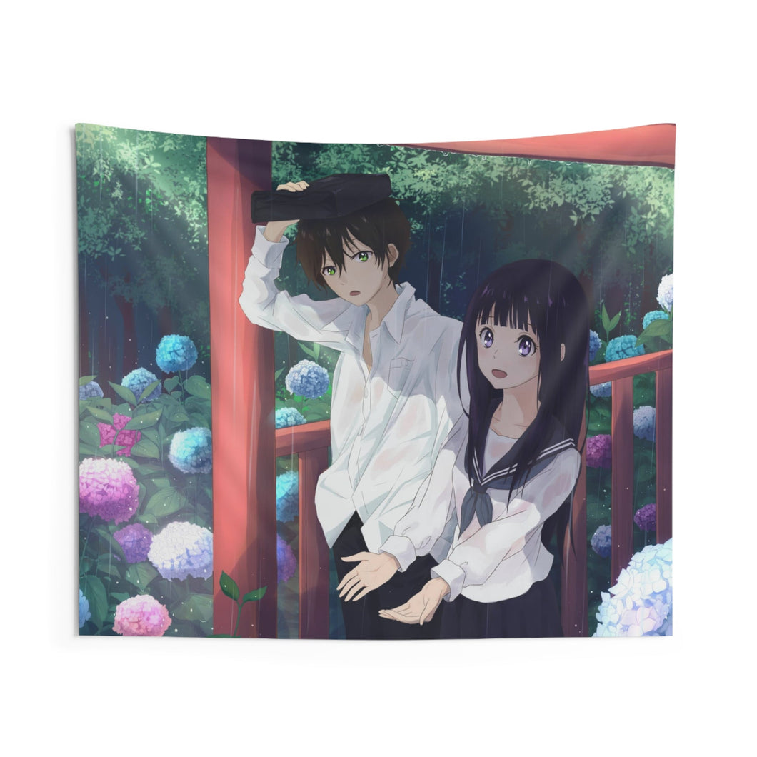 Eru Chitanda  And  Hōtarō Oreki in the rain Indoor Wall Tapestry