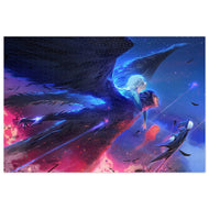 Howl, Sophie, and Turniphead flying through the sky Jigsaw Puzzle